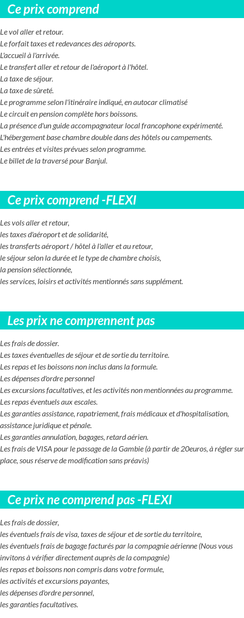 Conditions tarifaires