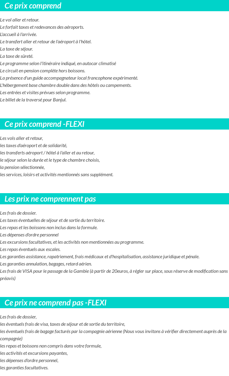 Conditions tarifaires