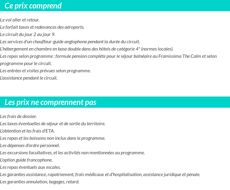 Conditions tarifaires