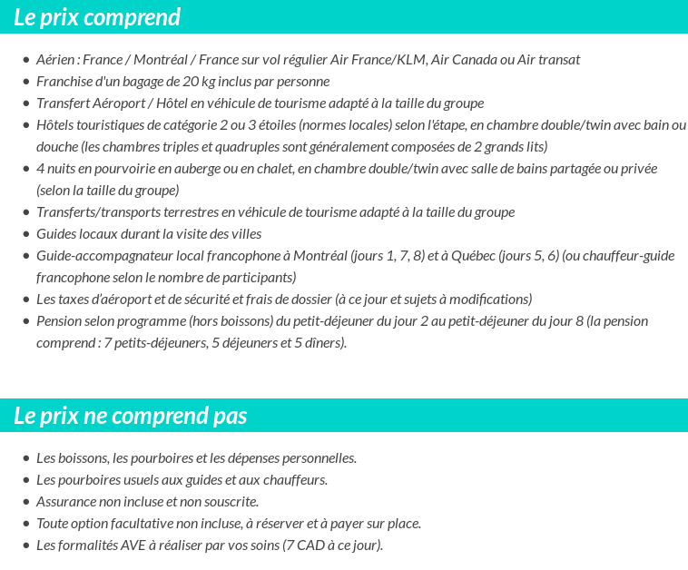 Conditions tarifaires