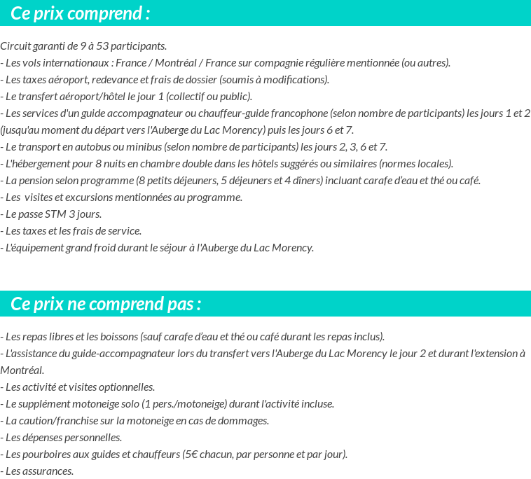 Conditions tarifaires