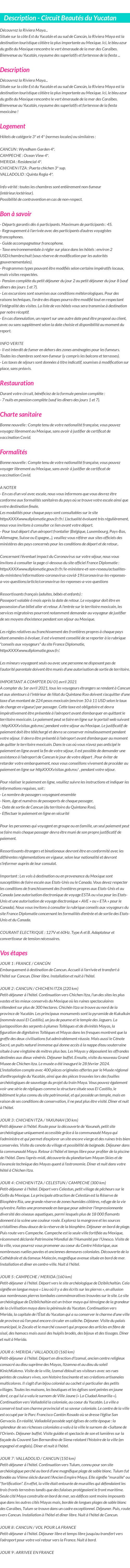 Détails du séjour