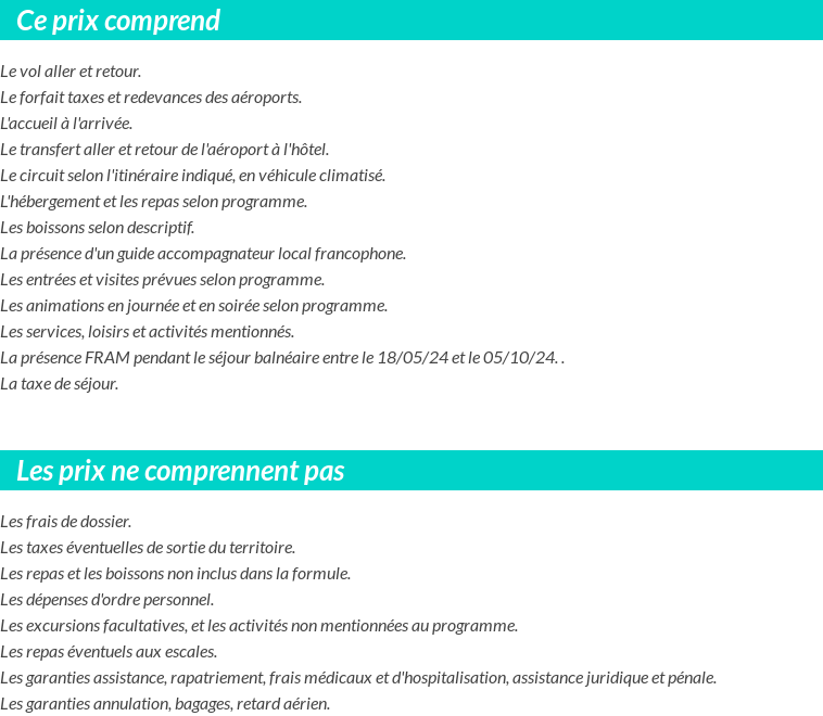 Conditions tarifaires