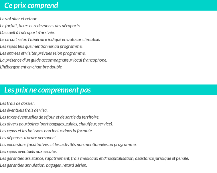 Conditions tarifaires