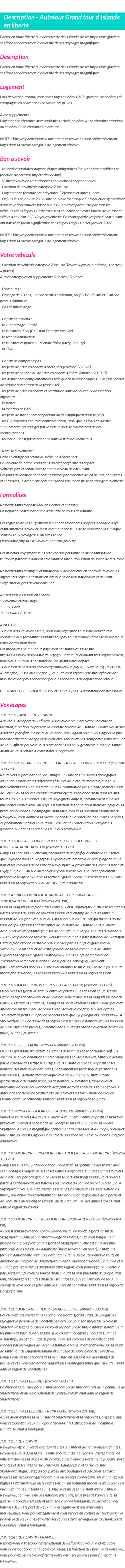 Détails du séjour
