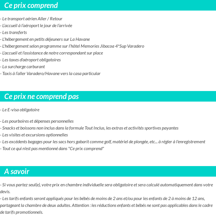 Conditions tarifaires