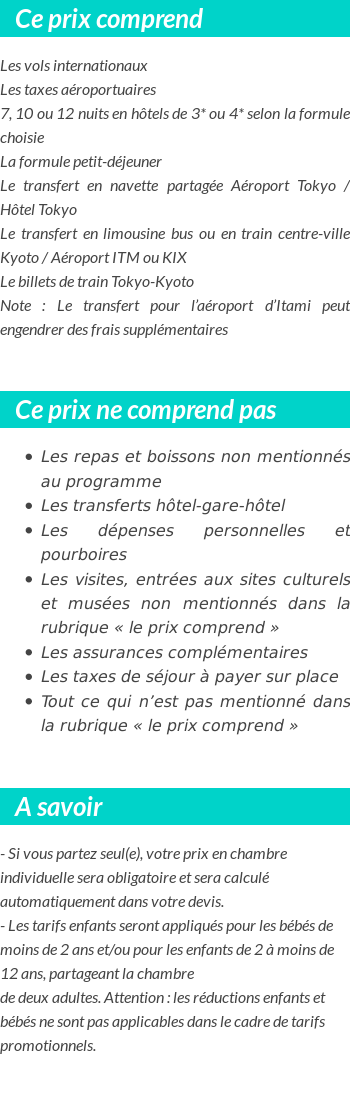 Conditions tarifaires