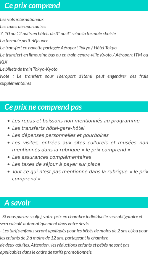 Conditions tarifaires