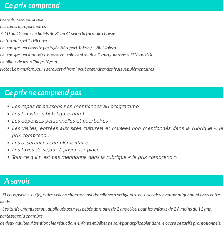Conditions tarifaires