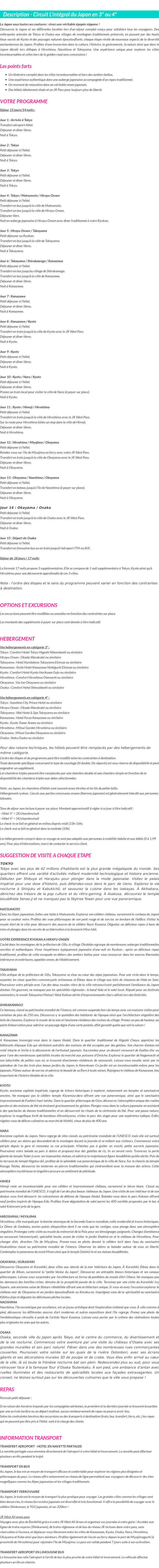 Détails du séjour