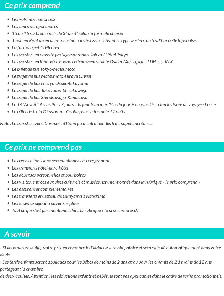 Conditions tarifaires