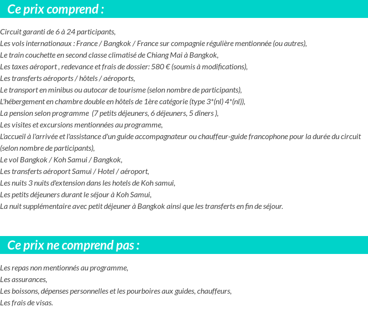 Conditions tarifaires