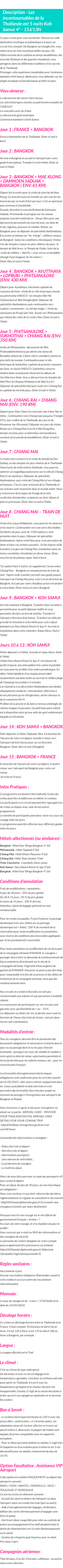 Détails du séjour
