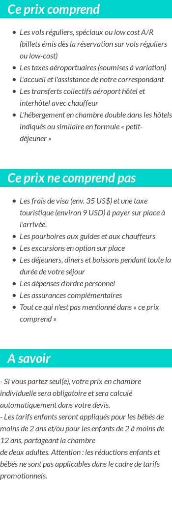 Conditions tarifaires