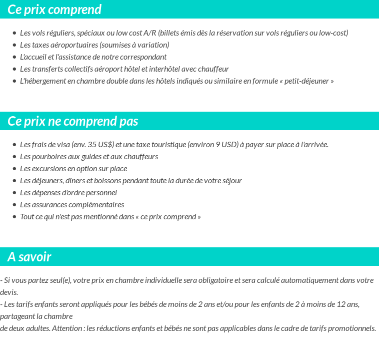 Conditions tarifaires
