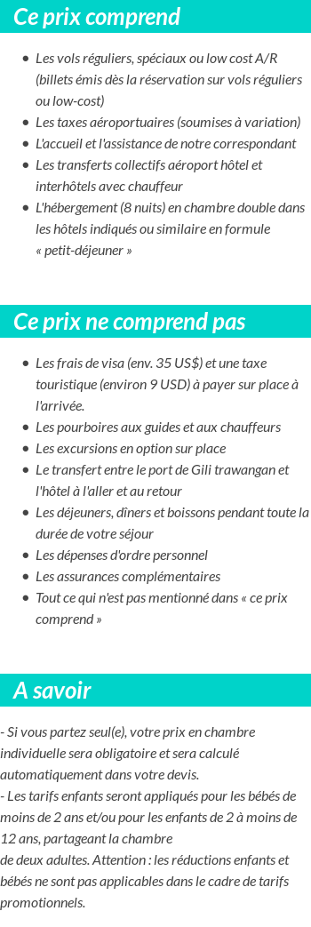 Conditions tarifaires