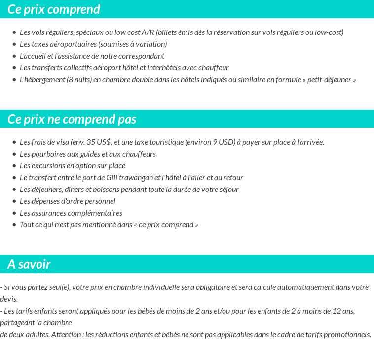 Conditions tarifaires