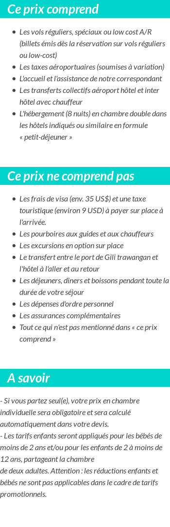 Conditions tarifaires
