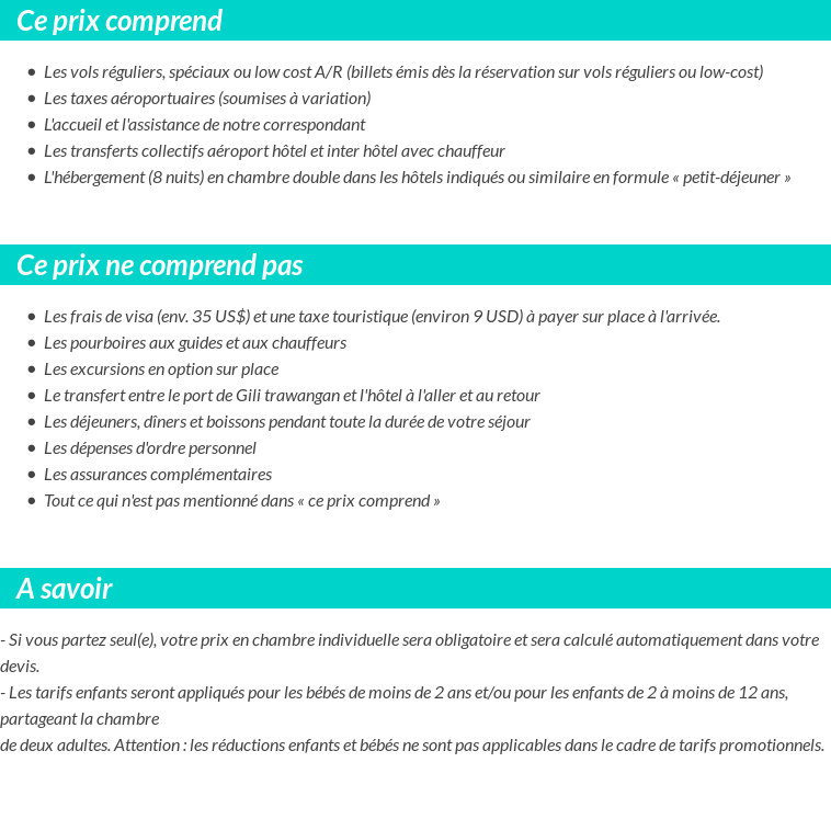 Conditions tarifaires