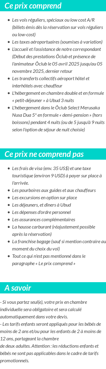 Conditions tarifaires