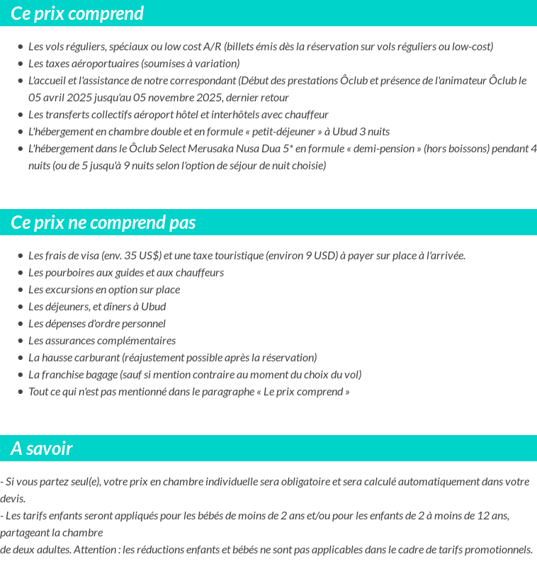 Conditions tarifaires