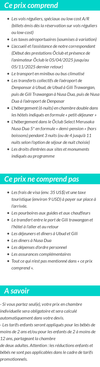 Conditions tarifaires