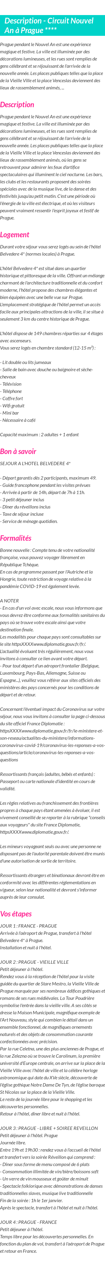 Détails du séjour