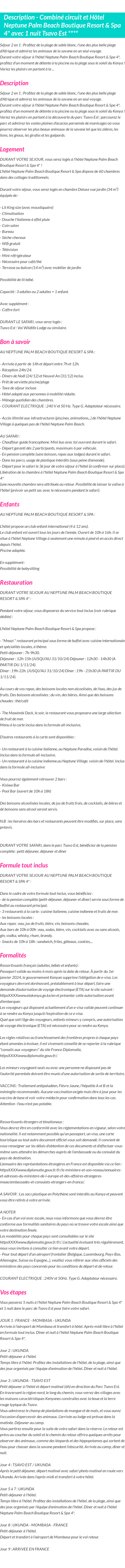 Détails du séjour