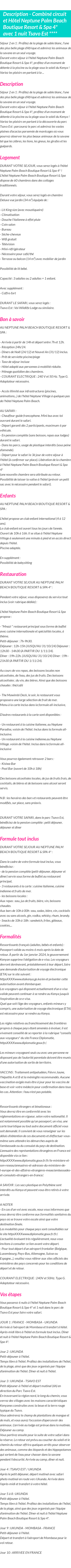 Détails du séjour