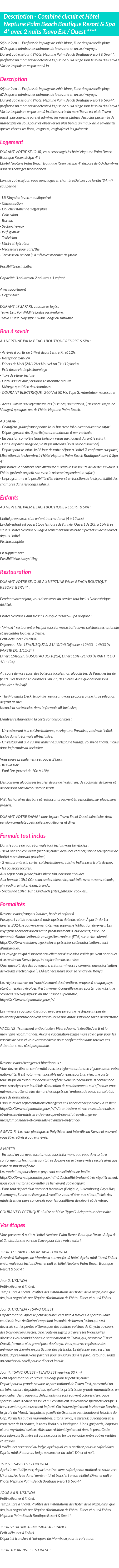 Détails du séjour