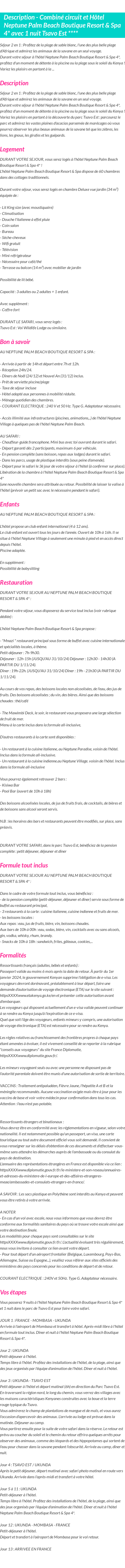 Détails du séjour