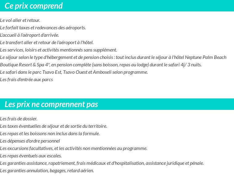Conditions tarifaires