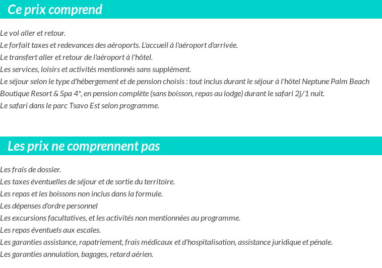 Conditions tarifaires