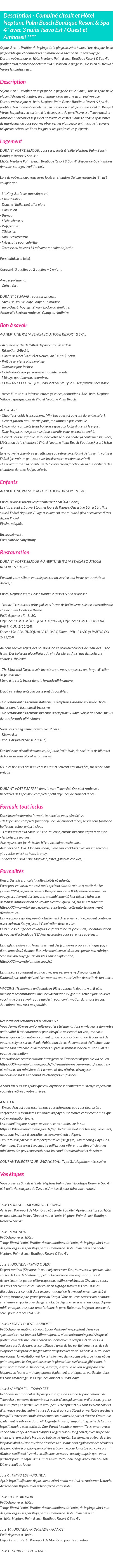 Détails du séjour