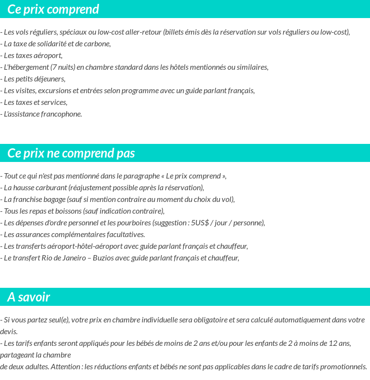 Conditions tarifaires