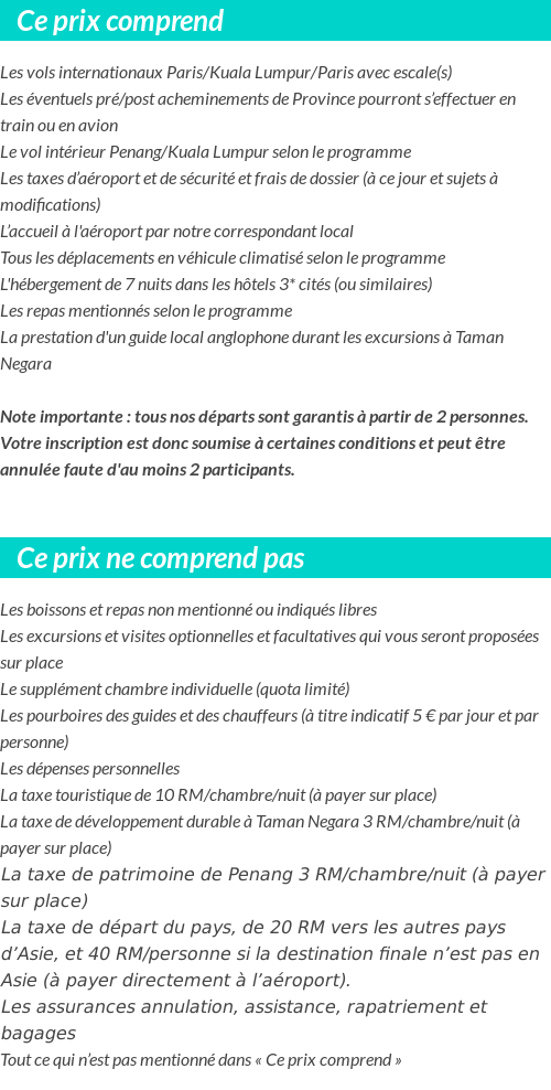 Conditions tarifaires