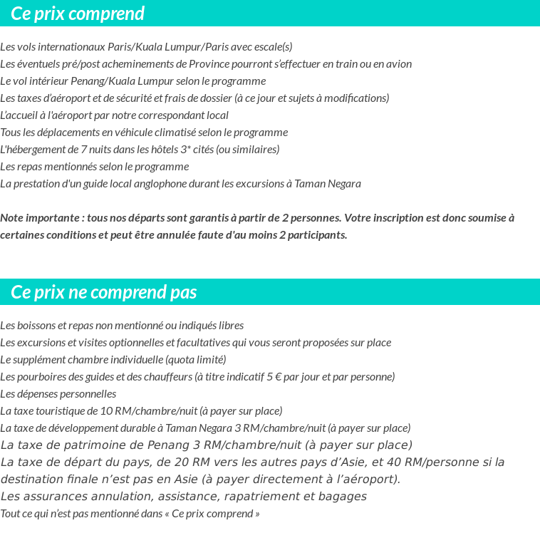Conditions tarifaires