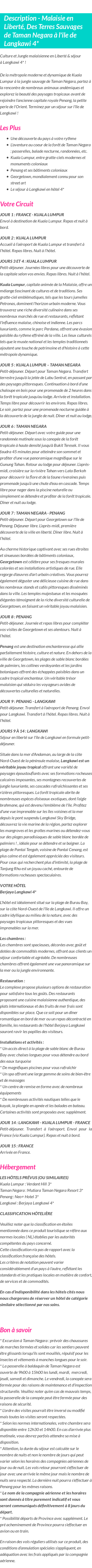 Détails du séjour