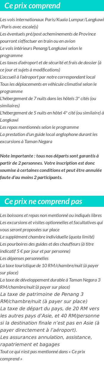 Conditions tarifaires