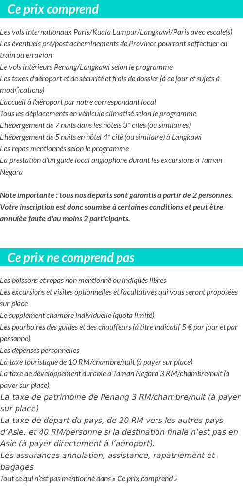 Conditions tarifaires