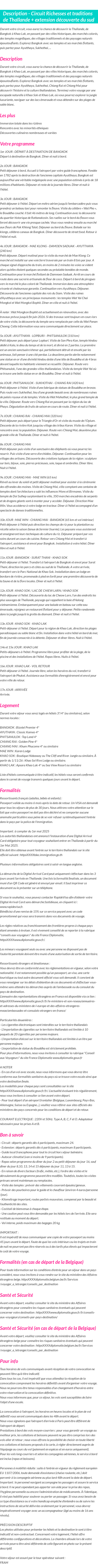 Détails du séjour