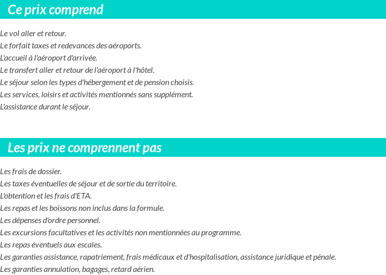 Conditions tarifaires