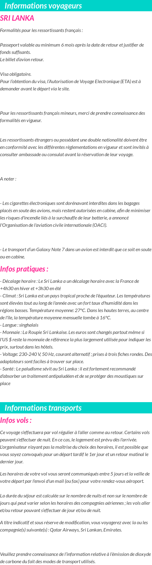 Formalités et infos voyageurs
