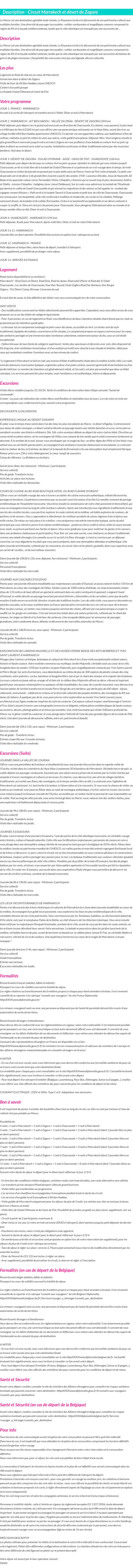 Détails du séjour