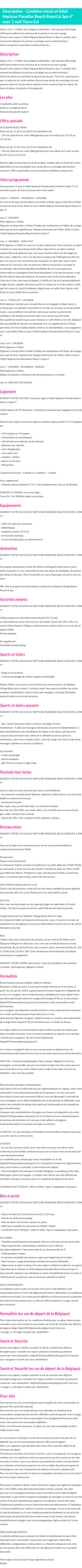 Détails du séjour