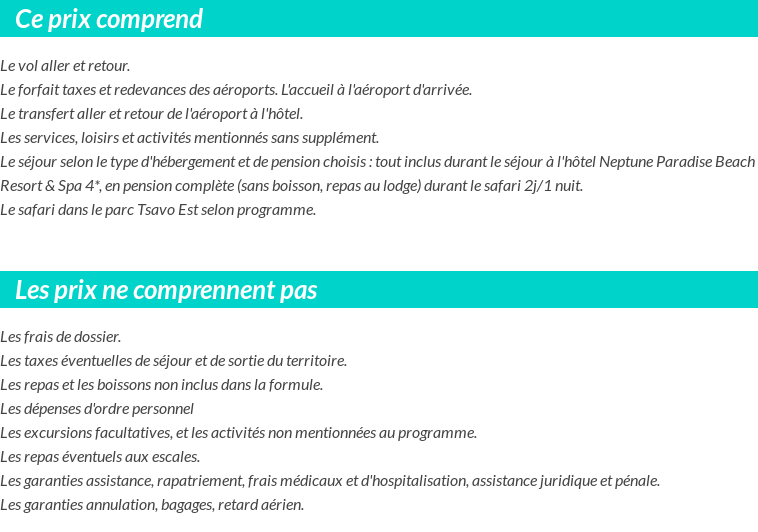 Conditions tarifaires