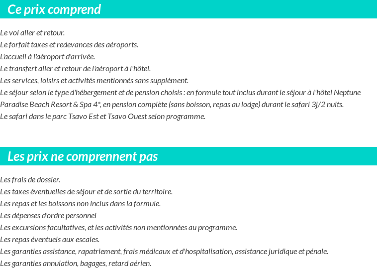 Conditions tarifaires