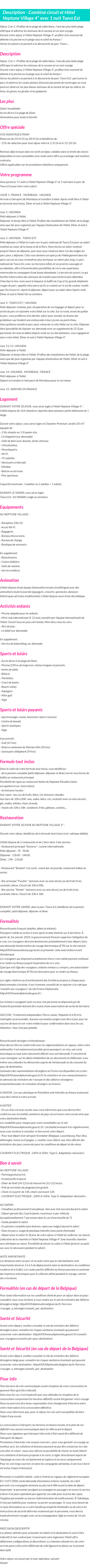 Détails du séjour