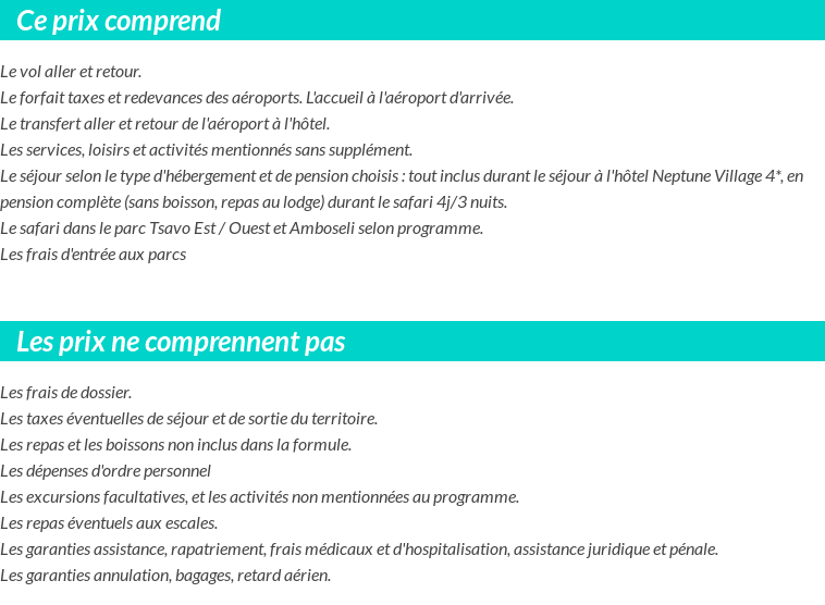 Conditions tarifaires