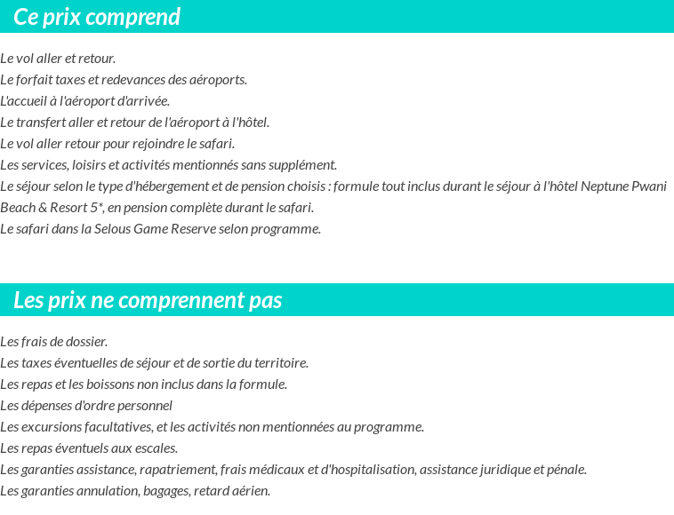 Conditions tarifaires